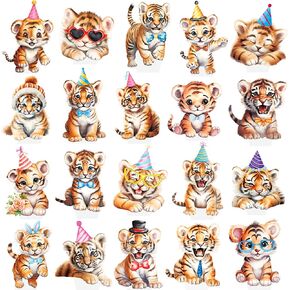 umoni Tiger Cupcake Toppers Tiger Birthday Party Decorations 48Pcs Tiger Party Cupcake Picks Tiger Party Favors Party Supplies Tiger Cake Topper for Safari Jungle Party Supplies