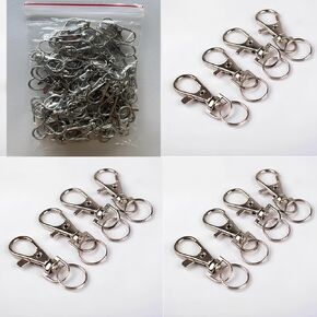 مشبك مخلب لوبستر ، 100 PCS مقاطع مفاتيح مفاتيح ، مسطح ، مشابك مخلب لوبستر دوار ، وسنانير الفضة الدوارة الفضية وحلقات المفاتيح لمقطع مفاتيح حبل ، وصنع المجوهرات ، والملحقات