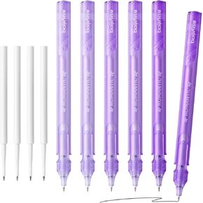 Temiary 6 Pcs Retractable Gel Pens & 4 Pcs Extra Refills, Black Ink 0.5 mm Fine Point, Smooth Writing for Journaling Note Taking, Aesthetic Rolling Ball Pen for Home School Office Supplies (Purple) in Kuwait