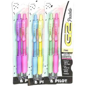 Pilot (3) G2 Pastels هلام ، قابلة للسحب ، قبضة مطاطية ، PT غرامة ، 0.7 مم ، ألوان متنوعة 2 عبوات (14569)