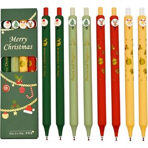 Maydahui 8 PCS Artrict Button Atts Actractible Print Print Gel Santa Claus Christmas Tree Tree Reindeer Jingle Bell Pen لتخزين حشائش عيد الميلاد العام الجديد هدايا الحفلات المنزلية