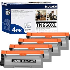 TN660 Toner Cartridge for Brother TN660 TN-660 TN 660 TN630 Compatible with HL-L2300D HL-L2380DW HL-L2320D DCP-L2540DW MFC-L2700DW MFC-L2685DW Printer (4 Black)