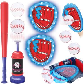 GIFTS2U Baseball This and Catch Game - لعبة رياضية داخلية في الهواء الطلق مع 2 مجاذيف ، 3 كرات لزجة ، خفافيش البيسبول ، آلة الترويج وحقيبة التخزين ، مثالية للألعاب العائلية الفناء الخلفي