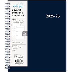 Blue Sky 2025-2026 تقويم مخطط العام الأكاديمي الأسبوعي والشهري ، يوليو 2025 - يونيو 2026 ، 7 "× 9" ، غطاء مرن ، سلك ، علامات تبويب مغلفة ، Enterprise Navy