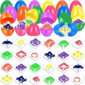 24 حزمة بيض عيد الفصح مع ألعاب ألغاز Maze Cube للأطفال البالغين المراهقين ، مفاجأة بيض عيد الفصح المملوءة بفضل حفلات مطاردة عيد الفصح ، حشو سلة عيد الفصح هدايا للبنين المراهقين البالغين