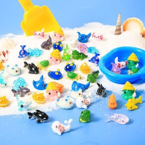 التماثيل 80pcs mini المحيط ، 20 أنماط صغيرة صغيرة راتنجات الحيوانات البحرية