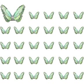 Mini Resin Butterflies, 0.31" Length, Resin Miniature Dollhouse Accessories Green - (Applications: for Crafts Nail Art Fairy Micro Landscaping Ornament) 30-Pieces