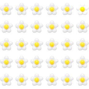 CoCud Mini Resin Flower, 0.31" Diameter, Miniature Tiny Flower Charm Dollhouse White - (Applications: for Nail Art, Fairy Garden Dollhouse DIY Crafts Nail Jewelry Making), 100-Pieces