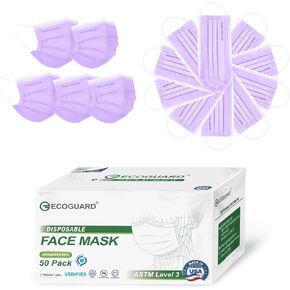 EG ECOGUARD Made in USA Face Masks Disposable 100 Pack, 4 Ply 10 Colors Individually Wrapped Face Mask Colorful Breathable Comfortable Disposable Masks for Adults Men Women in Saudi Arabia