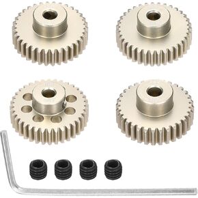 4Pcs 48P Pinion Gear Set 32T 33T 34T 35T for 3.175 mm Shaft Aluminium Alloy Pinion Gear with Screws and Hexagonal Wrench for RC Motor