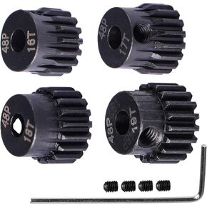مجموعة ترس من الصلب 48P ترقية الصلب: 16T 17T 18T 19T FIT 3.175 مم (1/8 بوصة) RC عمود المحرك (العمل مع معدات الصلب تحفيز) لسيارات RC ، مجموعة من 4