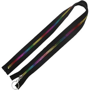 CABODYALS 10Pcs #5 Black Nylon Zippers with Colorful Separating Teeth and Ring Pulls for Sewing, Crafts, Jackets, Pants, Jeans, Coats, Purses, DIY Supply