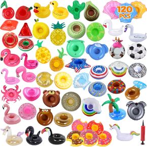 Lanma 120 PCS حاملي المشروبات القابلة للنفخ حاملي حمام السباحة السائبة حامل الكأس مع المضخة لحفظة السباحة