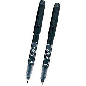 2 PENS Pilot Bravo Liquid Ink Marker Pen, Bold Point, Black (PIL11034)