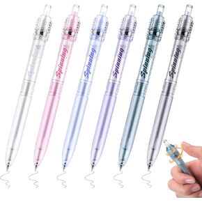 crtiin 6 pcs fidget spinning gel gel spinner point pens rights regress lack ink pens Quick Dry Point Boint Contest Smooth for Journaling Note taking Office School Supplies (Classic)