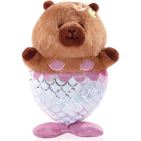 Capybara Plush ، 12 في Mermaid Plush for Girls ، Capybara المحشوة بالحيوانات التي تتحول إلى حيوان محشوة حورية البحر (بني)