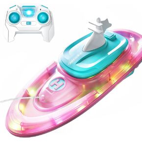 Bezgar Remote Control Boat for Kids - Water Spray RC Boats with LED LIGHT FOR BOOW & LAKE ، قارب السرعة 2.4 جيجا هرتز مع وقت تشغيل أكثر
