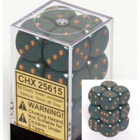 مجموعات D6 DICE THESSEX: غامضة غامضة أخضر مع النحاس - 16 مم ستة جوانب يموت (12) كتلة من الزهر