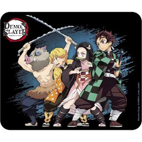 Abystyle Demon Slayer Square Mouse Pad Precision و Base Rubber Rabber 8 "عبر ميزات Tanjiro و Nezuko و Zenitsu & Inosuke Anime Manga Office Office Associory Gift
