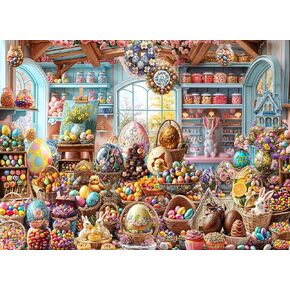 Easter Shop Jigsaw Puzzle 1000 قطعة من شركة Vermont Christmas Company - ألغاز عيد الفصح مع قطع ذات شكل عشوائي - 26 5/8 "× 19 1/4"