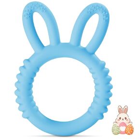 Easter Baby Teething Toys Bunny Baby Teether Toys 0-6 Months Baby Easter Basket Stuffers Easter Gift Easy to Clean Teething Ring (Baby Pink)