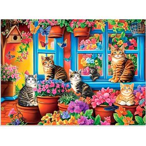Jigsaw Puzzles for Adults 300 Pieces, Flower Cat Puzzle 300 Pieces for Adult Interlock Perfectly No Dust, Challenging Puzzles Home Decor Birthday Gift Toy for Men Women Kids Seniors (20.5"x15")