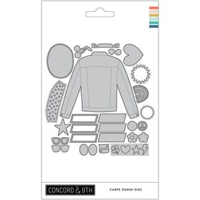 Concord & 9th Carpe Denim Dies - 19 Pieces for DIY Cardmaking - Papercrafting - Birthday Cards - Valentine's Day Cards