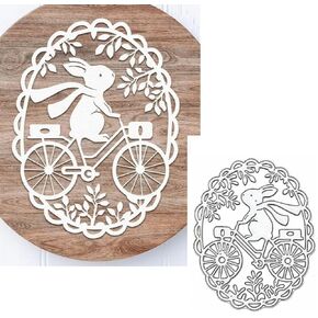 Cycling Rabbit Metal Die Cuts, Animal Easter Bunny Cycling Bike Frame Cutting Dies Stencils DIY Crafts Cards Cuts for DIY Embossing Card Making Photo Decorative Paper Dies Scrapbooking
