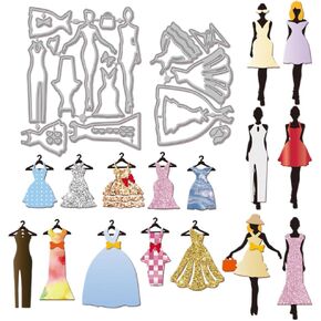 Globleland Lady Dress Dies Metal Women Women Dress Die Cuts Model Lady Complets Cutsing stressing قوالب نقش للبطاقات الورقية للحرف اليدوية لصنع البطاقات الورقية