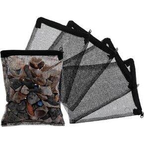 10 PCS Aquarium Media Bag ، حقائب الوسائط الدقيقة لأكياس مرشح حوض السمك القابلة للحوض السوستة لحلقات الخزانة الكربونية المنشطة (5.9 "× 3.9")