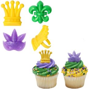Mardi Gras Cupcake Rings Cake Toppers Decorations Decorations Party Party - 24 قطعة