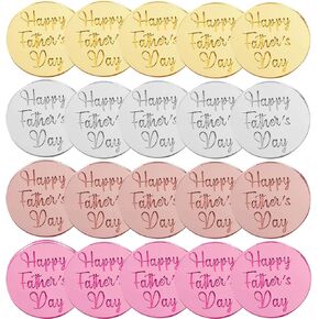 MDGFGE Happy Fead's Cupcake Topper Acrylic Round Cake Disc Disced مرآة محفورة بالذهب