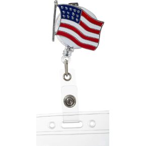 حرفي OWL American Flag American وطني بكرة شارة الهوية القابلة للسحب مع مقطع للمعلمين وموظفي المدارس