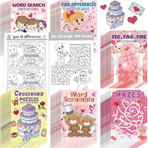 Hungdao 48 Pcs Wedding Mini Activity Books Bulk for Girls Boys Wedding Games Mini Fun and Games Challenging Activities Wedding Day Mini Activity Books for Table Reception