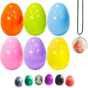 PARSUP 6PCS Easter Eggs with Crystal Gem Stones for Easter Theme Party Favors, Supplies for Easter Egg Hunt, Basket Stuffers/Fillers, Classroom Prize Supplies Toddler Boys Girls