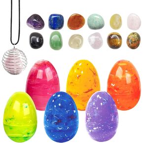 24PCS Easter Eggs with Crystal Gem Stones for Easter Theme Party Favors, Supplies for Easter Egg Hunt, Basket Stuffers/Fillers, Classroom Prize Supplies Toddler Boys Girls
