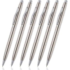 أقلام بيرب بوينت Chaoq ، 6pcs أسود الحبر المتوسطة 1.0 مم أقلام الصلب المقاوم للصدأ ، لأقلام الهدايا ، والمدرسة ، والعمال ، والمكتب ، والنساء والرجال - الفضة