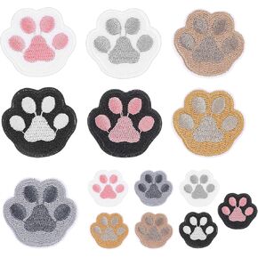 14pcs paw print patches - أحجام 2 ، الحديد على/sew on ، بقع التطريز اللطيفة للحرف اليدوية على الجينز والسترات والملابس وحقائب الظهر