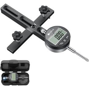 Neoteck 0-1'' Digital Dial Indicator Table Saw Gauge with 3.2inch Long Anodized Aluminum Bar for Aligning and Calibrating Work Shop Machinery Table Saws Band Saws and Drill Presses-Black