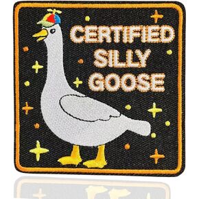 1pcs Funny Certified Silly Goose Embroidery Patch,Morale Military Patches Hook and Loop Repair Applique Accessories for Backpacks, Dog Harnesses, Army Vests, Jackets, Hats, Helmets