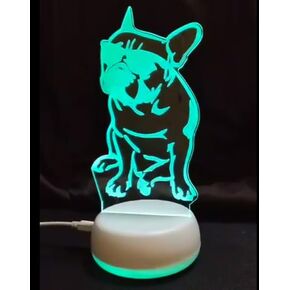Xdorra 3D French Bulldog Night Light - French Bull Dog تمثال صور 3D LED Illusion Desk Lamps Multi Colors LED Sign Housewarming عيد ميلاد Decor