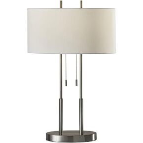 Adesso 4016-22 Duet 62" Floor Lamp, Satin Steel, Smart Outlet Compatible