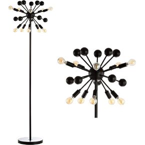 JONATHAN Y JYL9049A Orbit 10-Light 63" Modern Sputnik Metal LED Floor Lamp, Farmhouse, Midcentury, Contemporary, Industrial, Scandinavian, Transitional, Office, Living Room, Bedroom, Black
