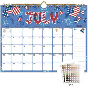 2025-2026 Calendar - 18 Monthly Wall Calendar, July 2025 - December 2026, 8.5" x 11", Calendar 2026 with Twin-Wire Binding, Hanging Hook, Blocks and Julian Dates (2025-2026 Wall Calendar Purple)