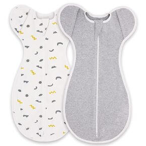 Swaddle Up Transition Bag,2-Pack 6-9 Month Sleep Sack,100% Cotton Arms Up Baby Swaddler, Swaddle Transition for Newbron Boys & Girls