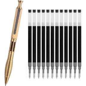 SmootherPro Natural Solid Brass Click Pen و 12 عبوات حبر جل الحزمة