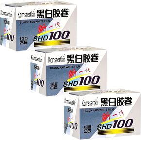 SHD 100, Professional Black and White Print Film,ISO100,35MM,135-36 Exposures 3-Pack + Microfiber Cleaning Cloth