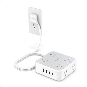 قطاع طاقة الحامي ، سلك تمديد تيسان 5 قدم مع منافذ متعددة قابس مسطح ، 4 USB (2 USB C) و 8 منافذ AC ، حماية 900 Joules ، محطة شحن الجدار للمنزل ، المكتب ، النوم