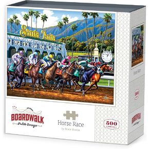 Boardwalk Buzzles Horse Race ، 500 قطعة بانوراما للألغام للبالغين ، مصنوعة في الولايات المتحدة الأمريكية