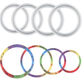 قالب راتنج السوار ، QTOPUN 4pcs مفاتيح المفتاحات المعصم قوالب السيليكون مفتاح السوار الصب القالب جولة العفن الإبوكسي للمجوهر
